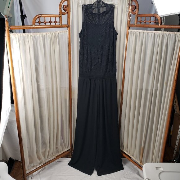 INC International Concepts PP Jumpsuit Black Lace Sleeveless Womens Party Petite - Picture 1 of 15